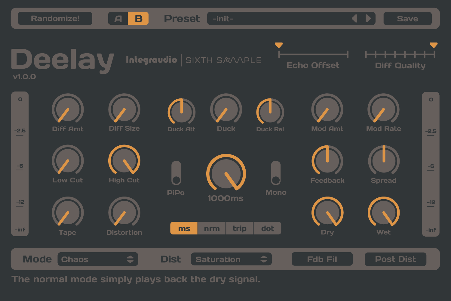 Deelay by Sixth Sample Delay / Reverb Plugin VST3 Audio Unit AAX