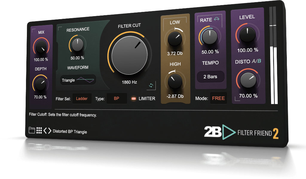 Filter Friend 2 by 2B Played Music Filter Effects Plugin VST3 Audio Unit