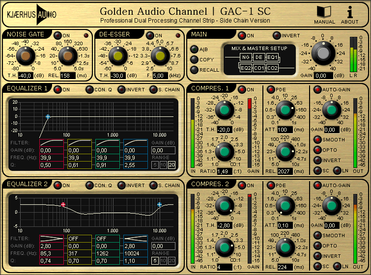 Golden Audio Channel GAC1 by Kjaerhus Audio Channel Strip Plugin VST