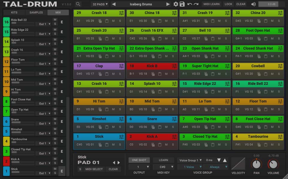 ICEBERG DRUMS Drum Kit for TALDRUM & FPC by DaoWaves TALDrum Drum