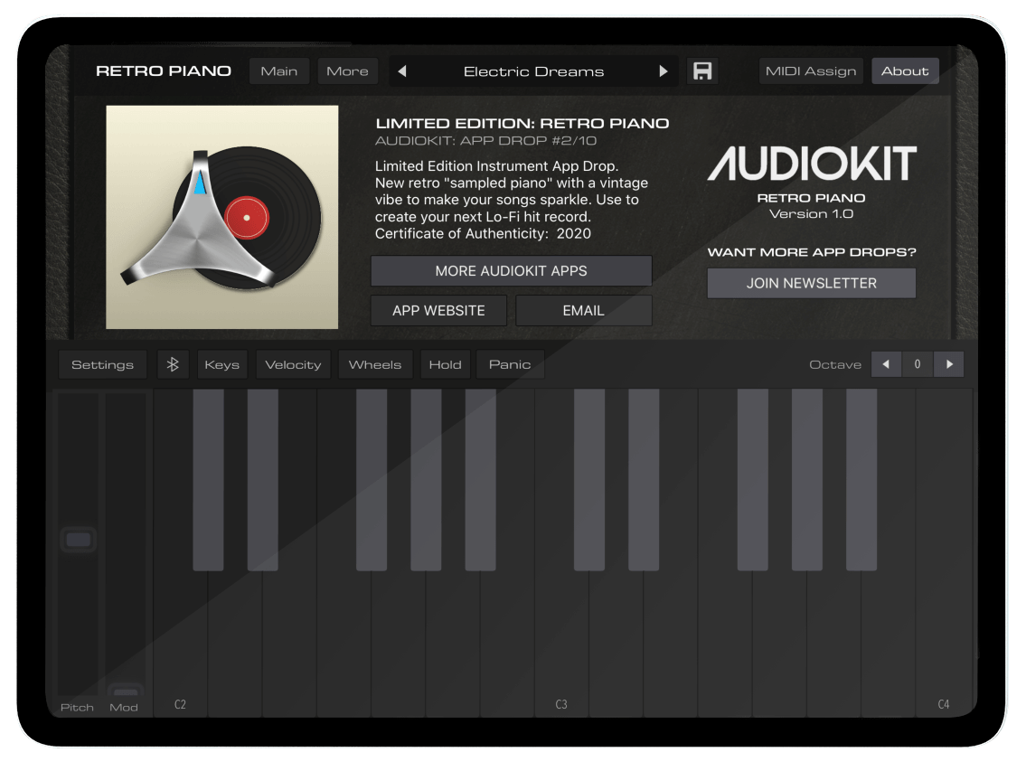 AudioKit Retro Piano by AudioKit Pro Piano / Keys App