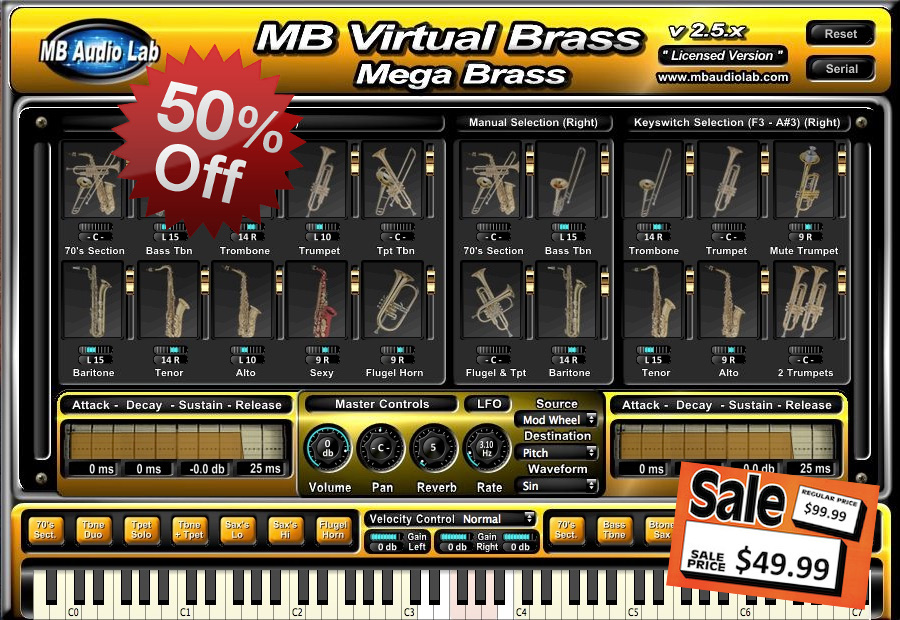 MB Virtual Brass Mega Brass by MB Audio Lab Virtual Brass Plugin VST VST3 Audio Unit