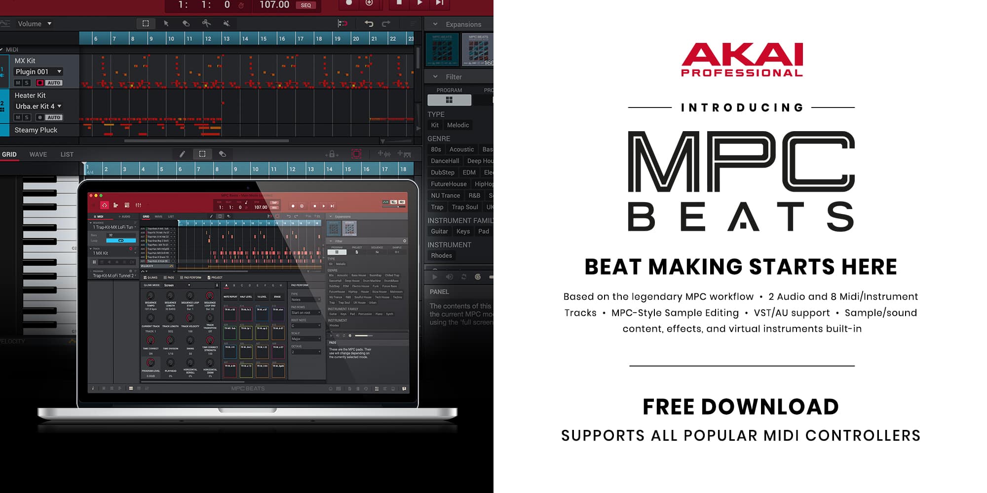 MPC Beats by AKAI MPC Plugin VST Audio Unit AAX
