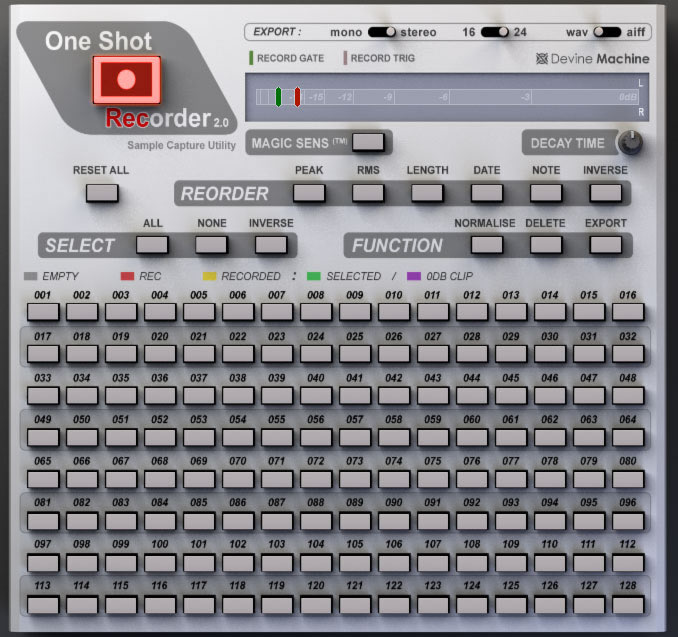 One Shot Recorder by Devine Machine Software Audio Recorder Plugin