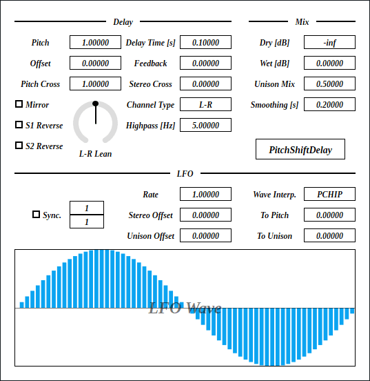 PitchShiftDelay by Uhhyou Pitch Shifter Plugin VST3