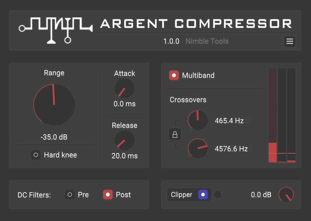 Argent Compressor by Nimble Tools Compressor Plugin VST3 Audio Unit