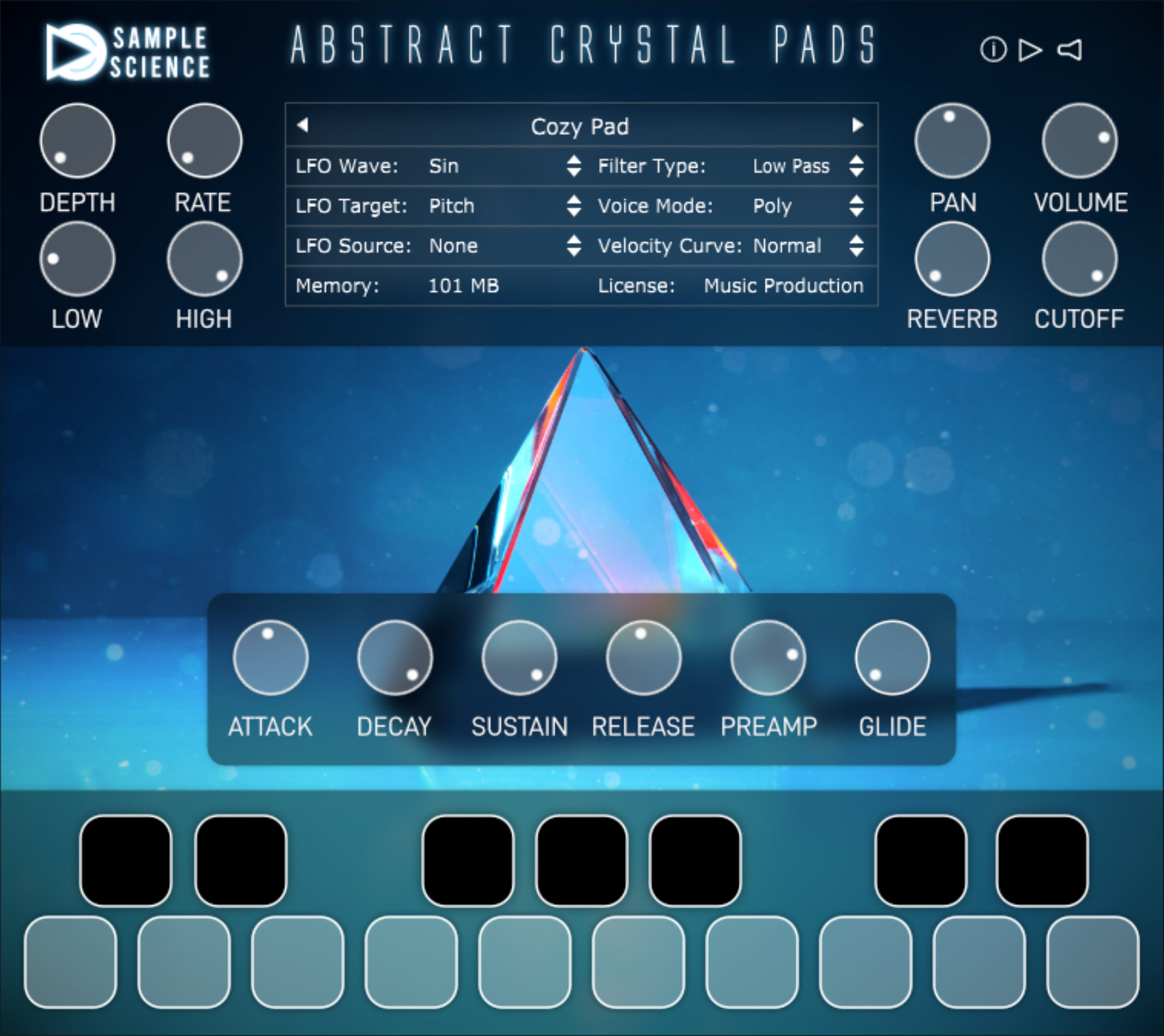 Abstract Crystal Pads by SampleScience sample libary Plugin VST VST3 Audio Unit