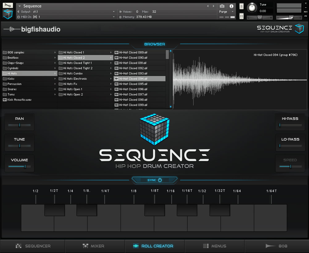 Sequence Hip Hop Beat Creator by Big Fish Audio Beat Maker Plugin