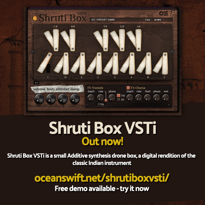 Shruti Box by Ocean Swift Synthesis Ambient Synthesizer Plugin VST