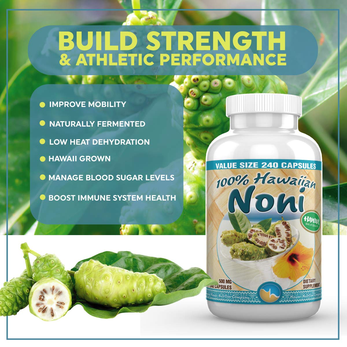 Hawaii Nutrition Company Noni 100 Grade A Noni Fruit Capsule 100