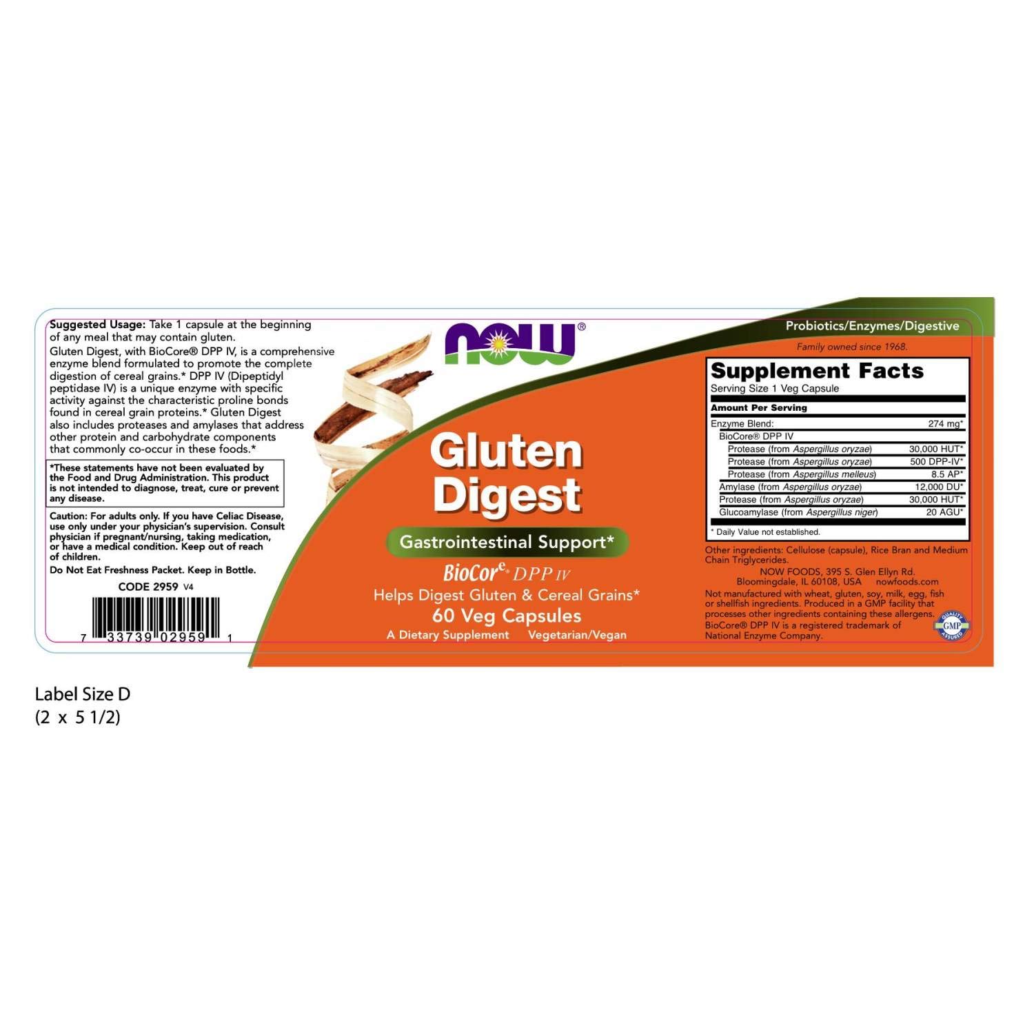 NOW Supplements, Gluten Digest with BioCore®DPP IV, Gastrointestinal