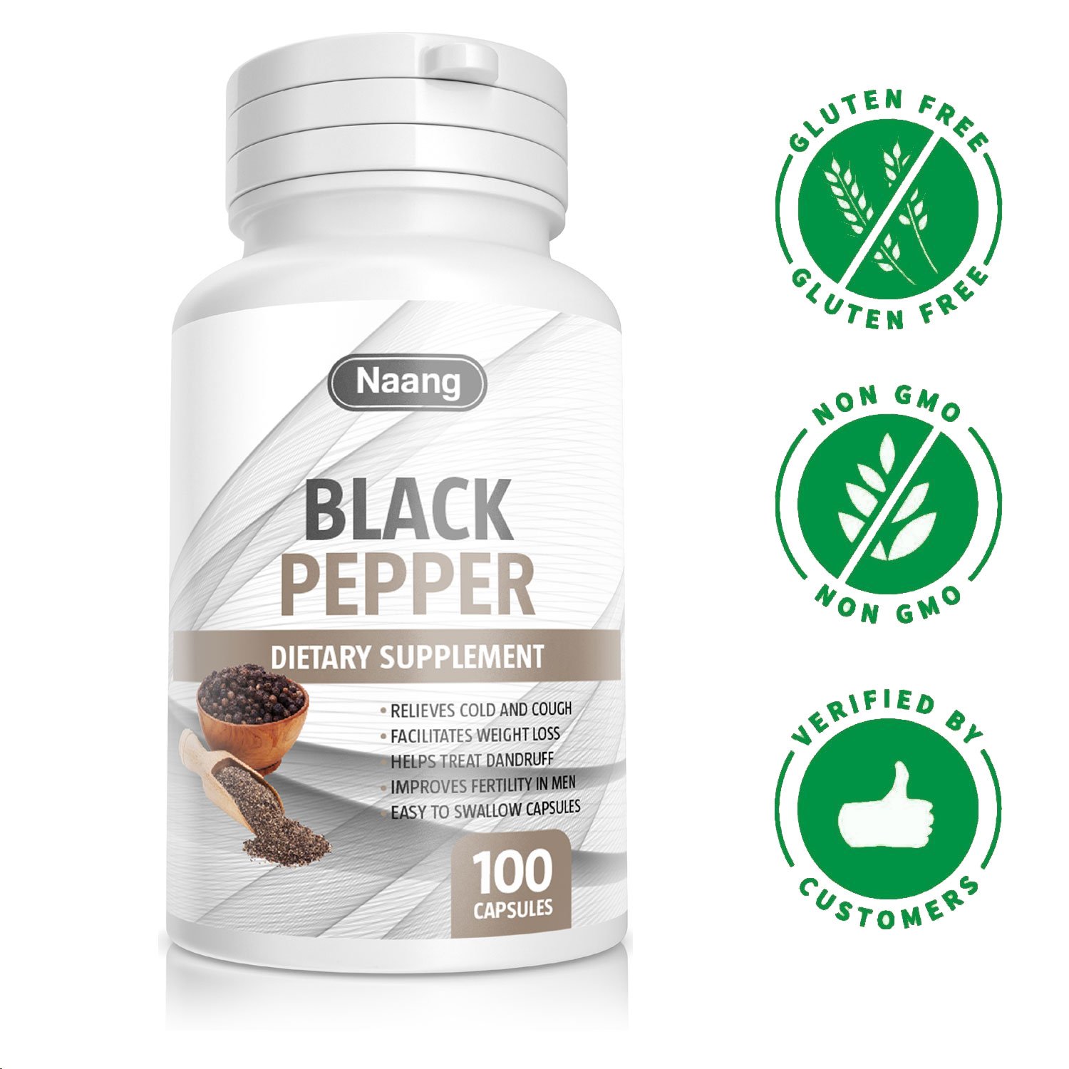 Black Pepper Extract 400mg 100 Capsules Supplements Improves