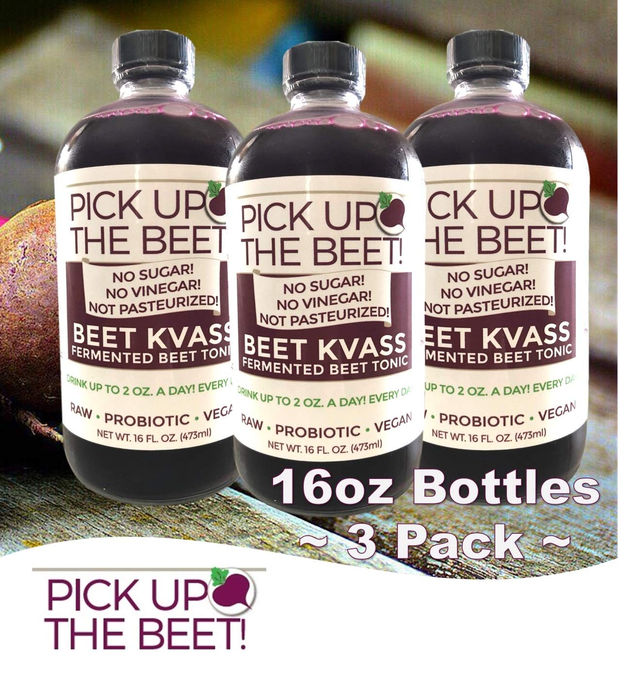 Organic Beet Juice Beet Kvass 48 Ounces (3 16 Ounce Bottles) from