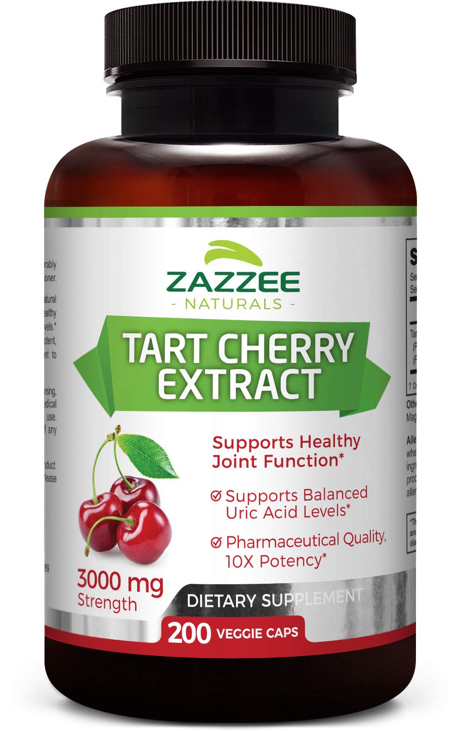 Zazzee Tart Cherry Extract Capsules, 200 Count, 3000 mg Strength