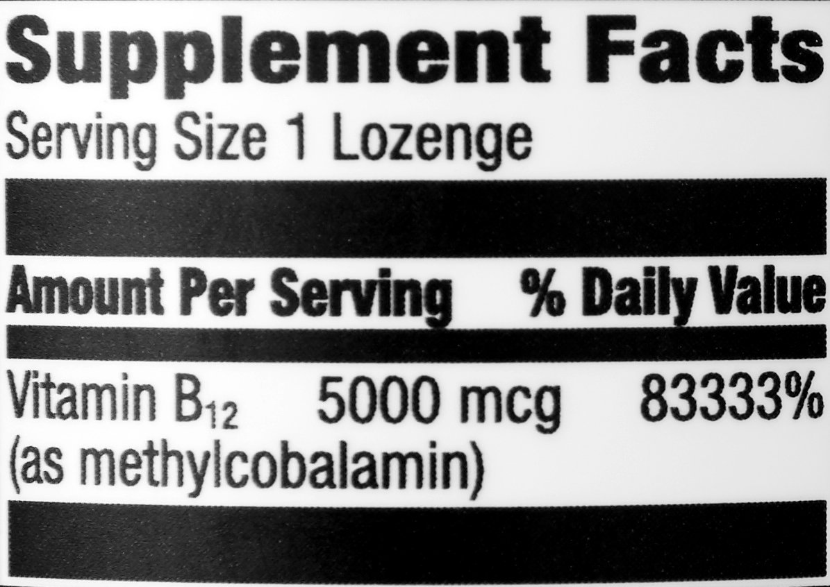 Amazon Elements Vitamin B12 Methylcobalamin 5000 mcg Normal Energy