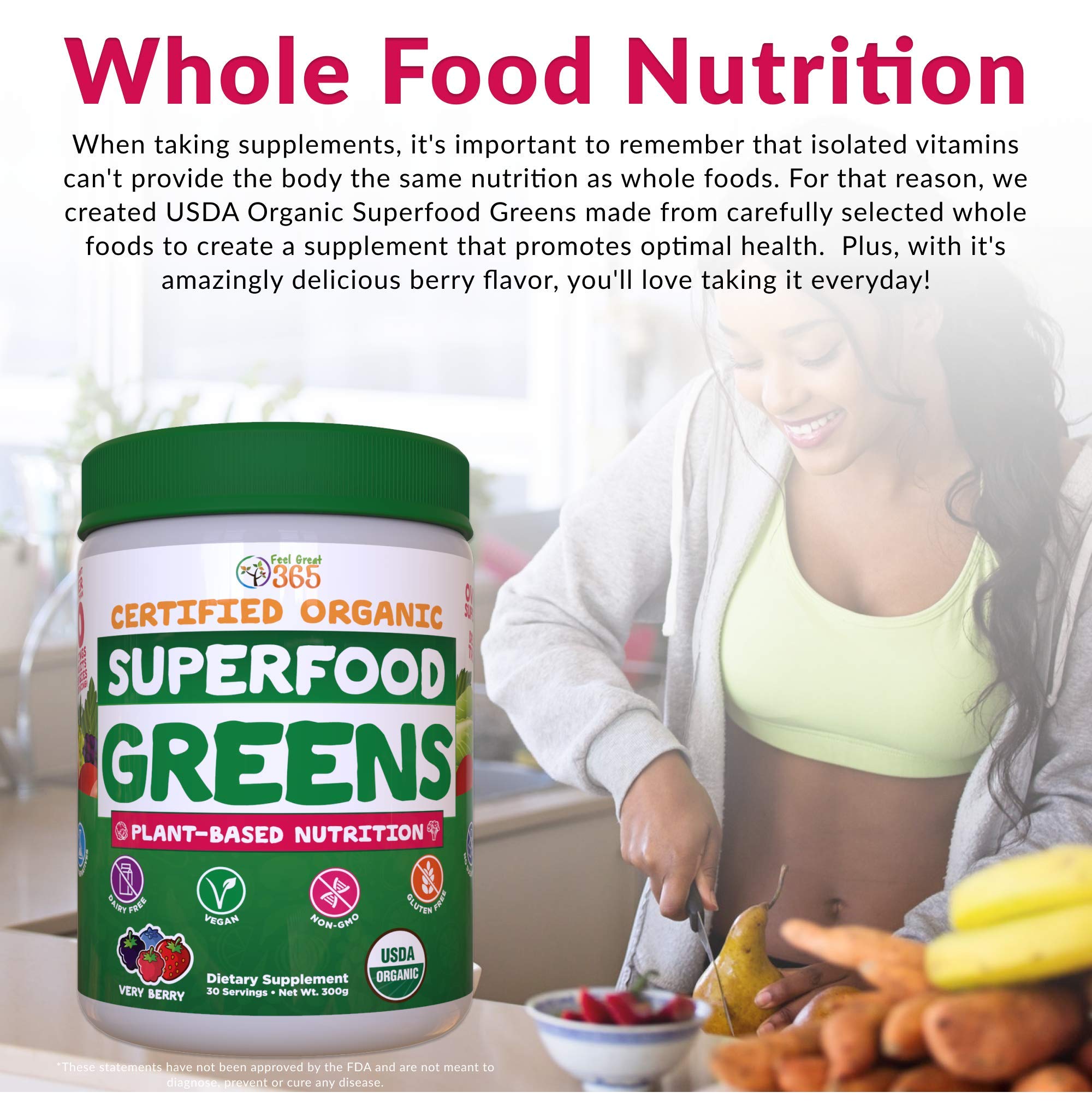 Superfood Vital Greens Juice Powder Very Berry by Feel Great 365