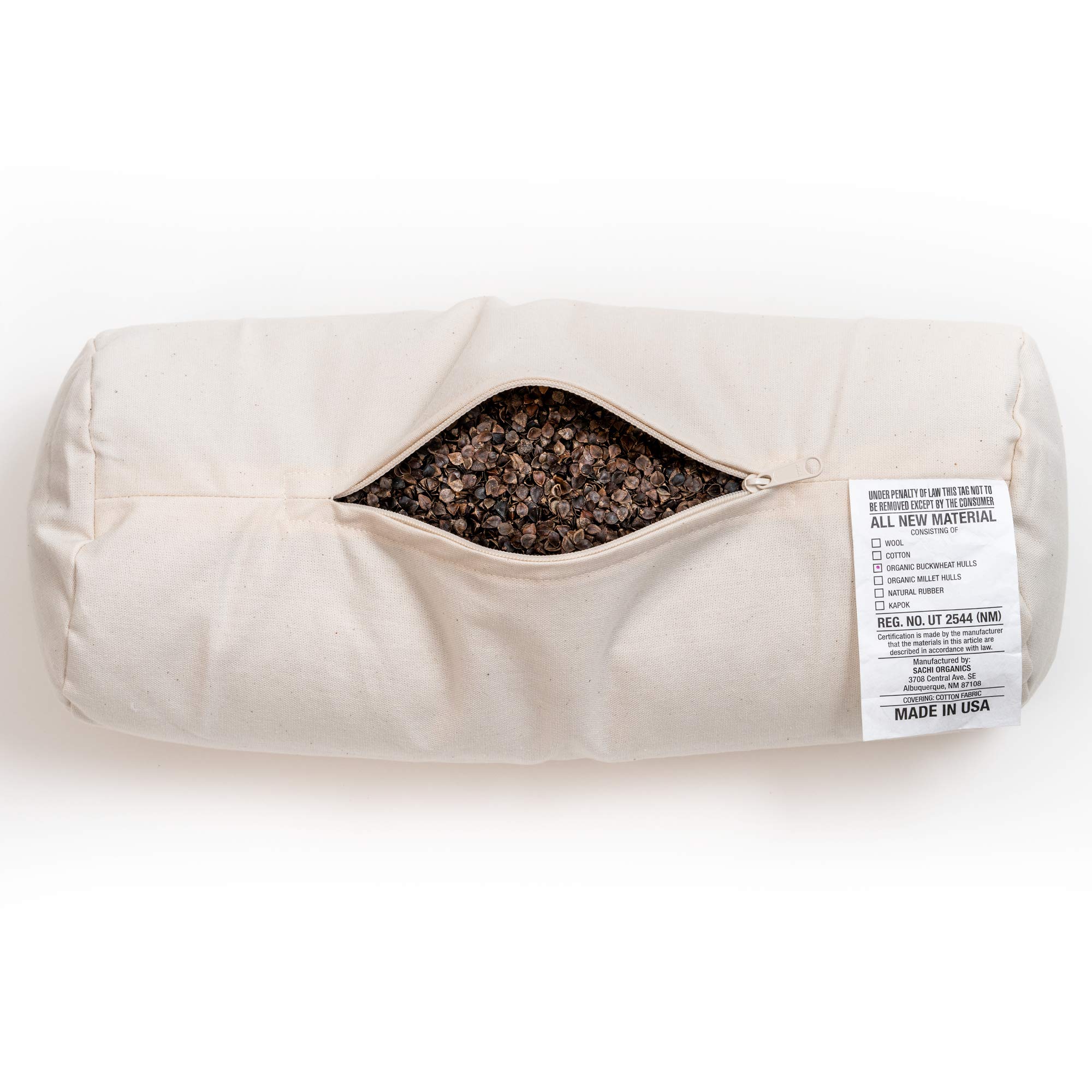 Sachi Organics Buckwheat Cylinder Neck Pillow LifeIRL