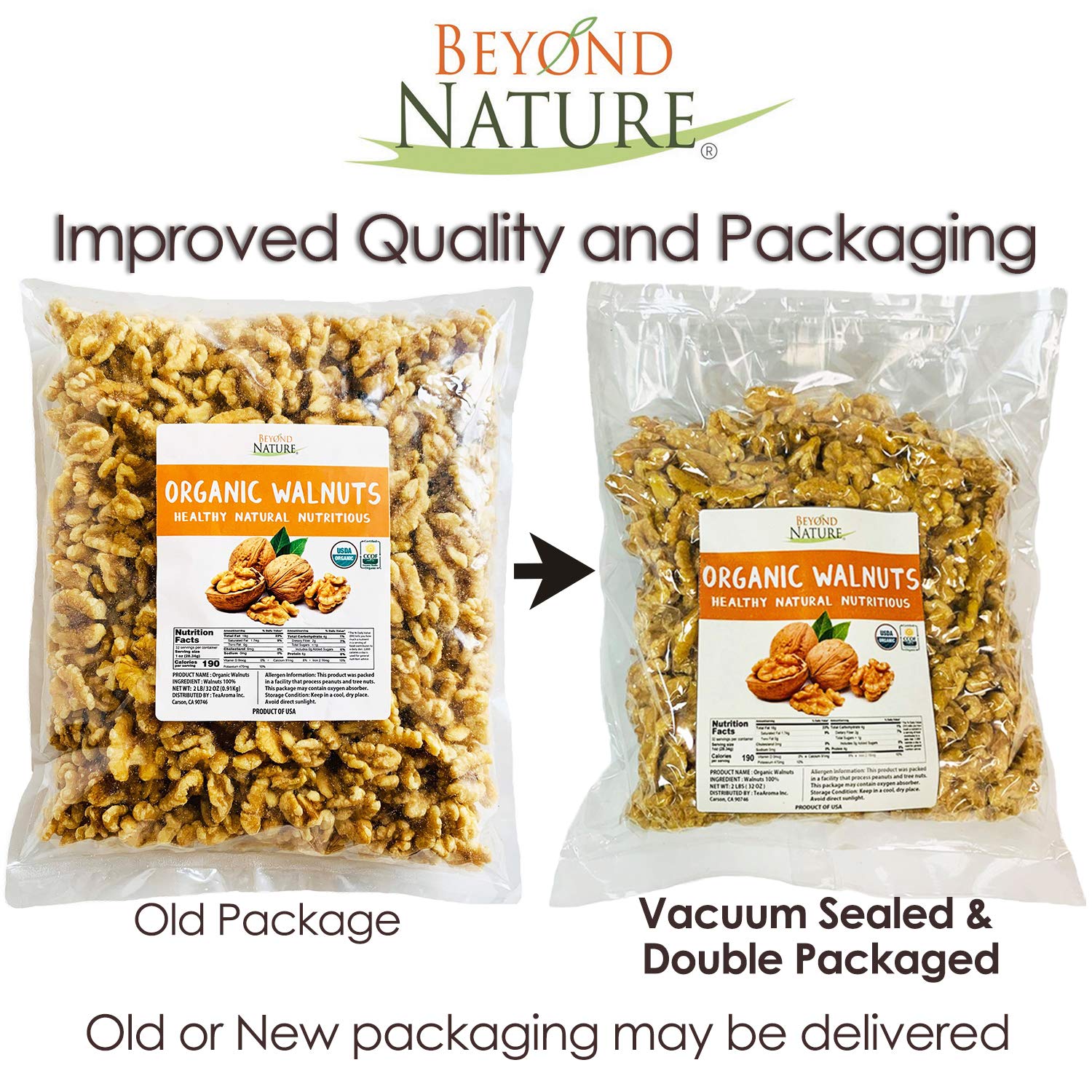 Beyond Nature, [Vacuum Sealed] Organic California Grown Raw Walnuts, 2