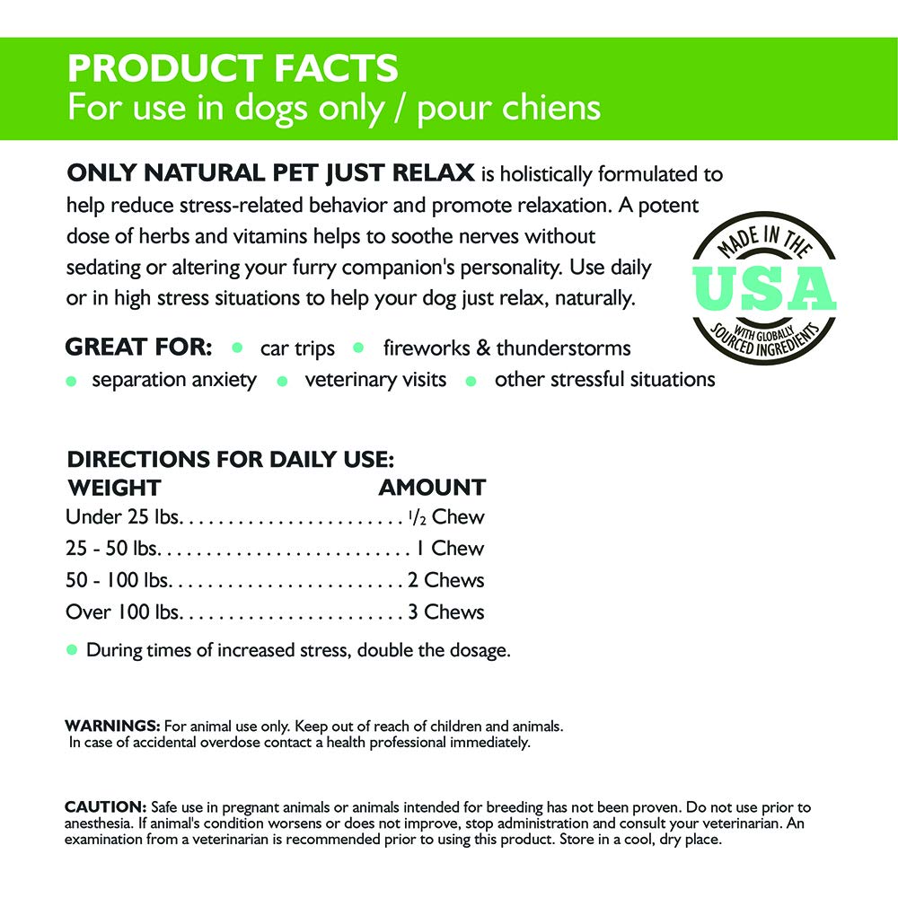 Only Natural Pet Just Relax Herbal Calming Soft Chews, All Natural