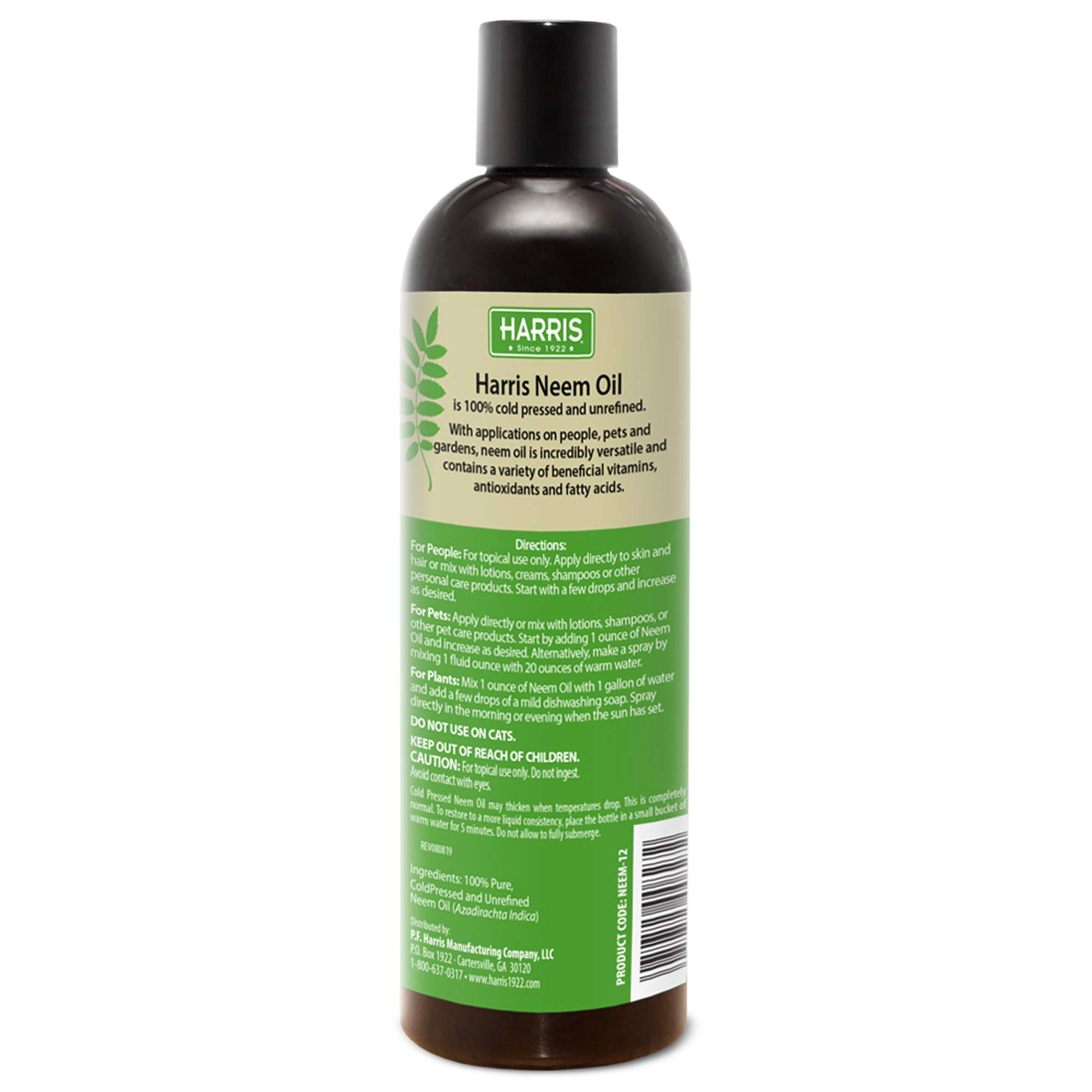 Harris Neem Oil, 100 Cold Pressed and Unrefined for Plants, Skin and