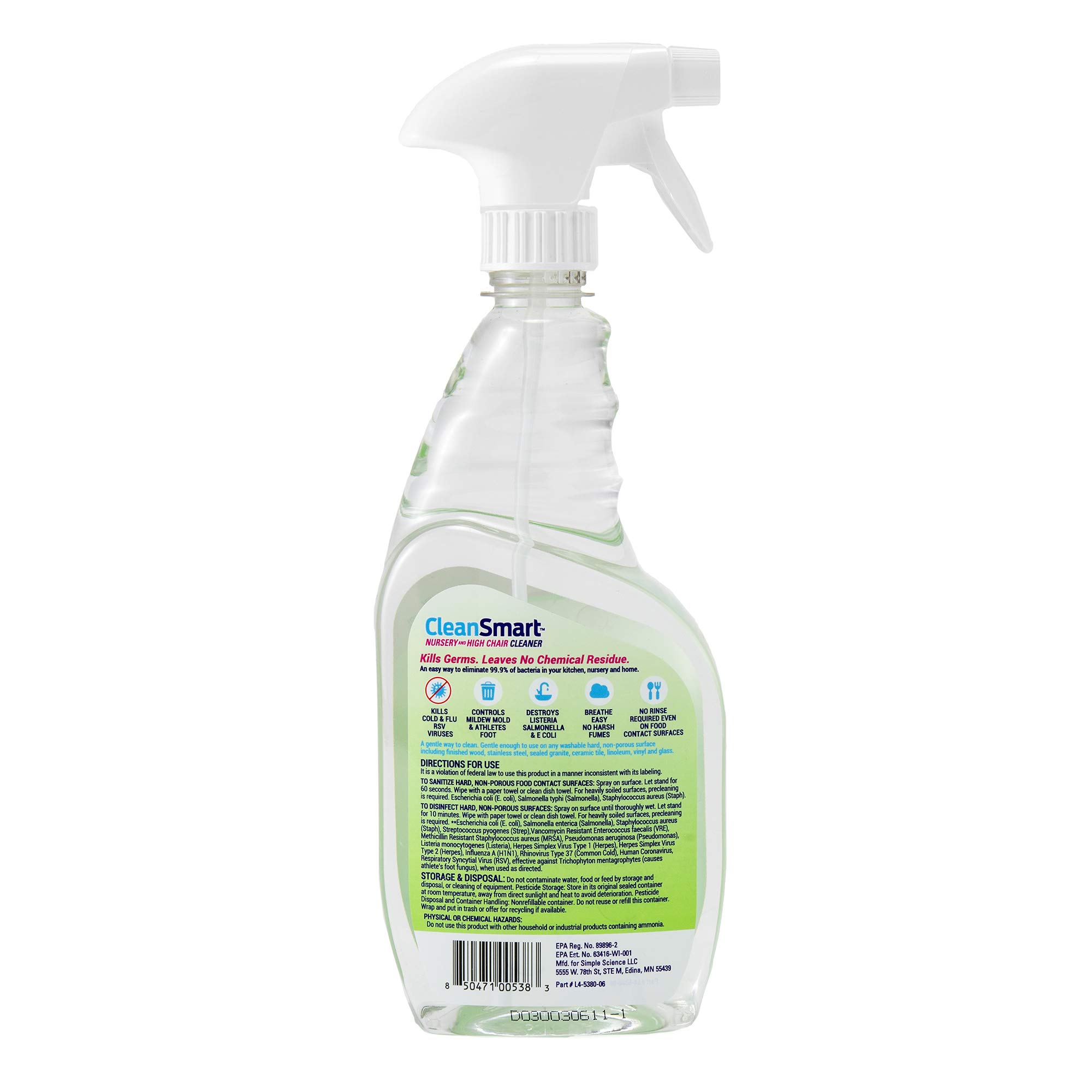 CleanSmart Nursery & High Chair Cleaner, 23 Ounce Bottle (Pack of 2