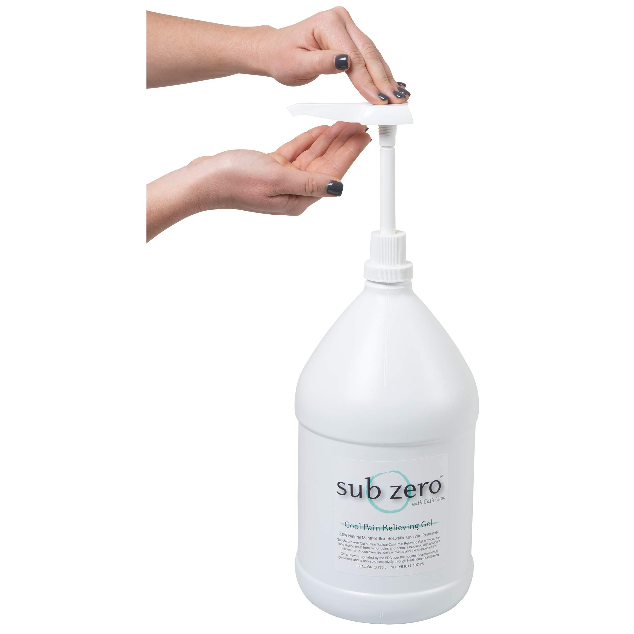 Sub Zero Cooling Pain Relief Gel with Cats Claw 1Gallon Bottle w/Pump
