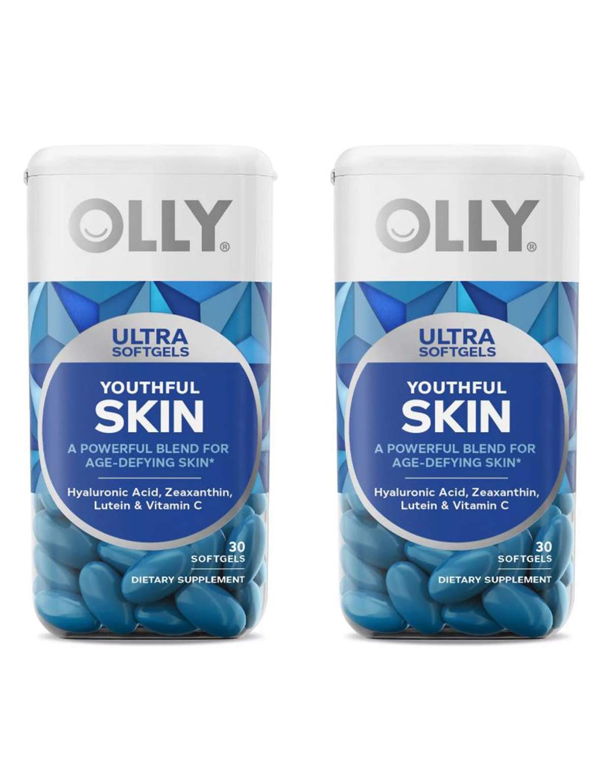 Olly Youthful Skin Supplement 30 Softgels! Formulated with Hyaluronic