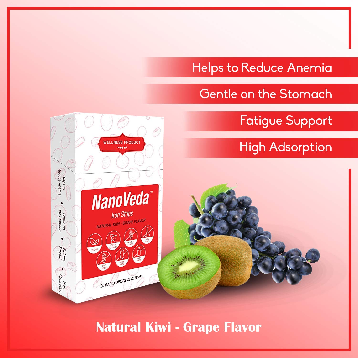 NanoVeda Vegan Oral Iron Strips, Iron Supplement, Red Blood Cell