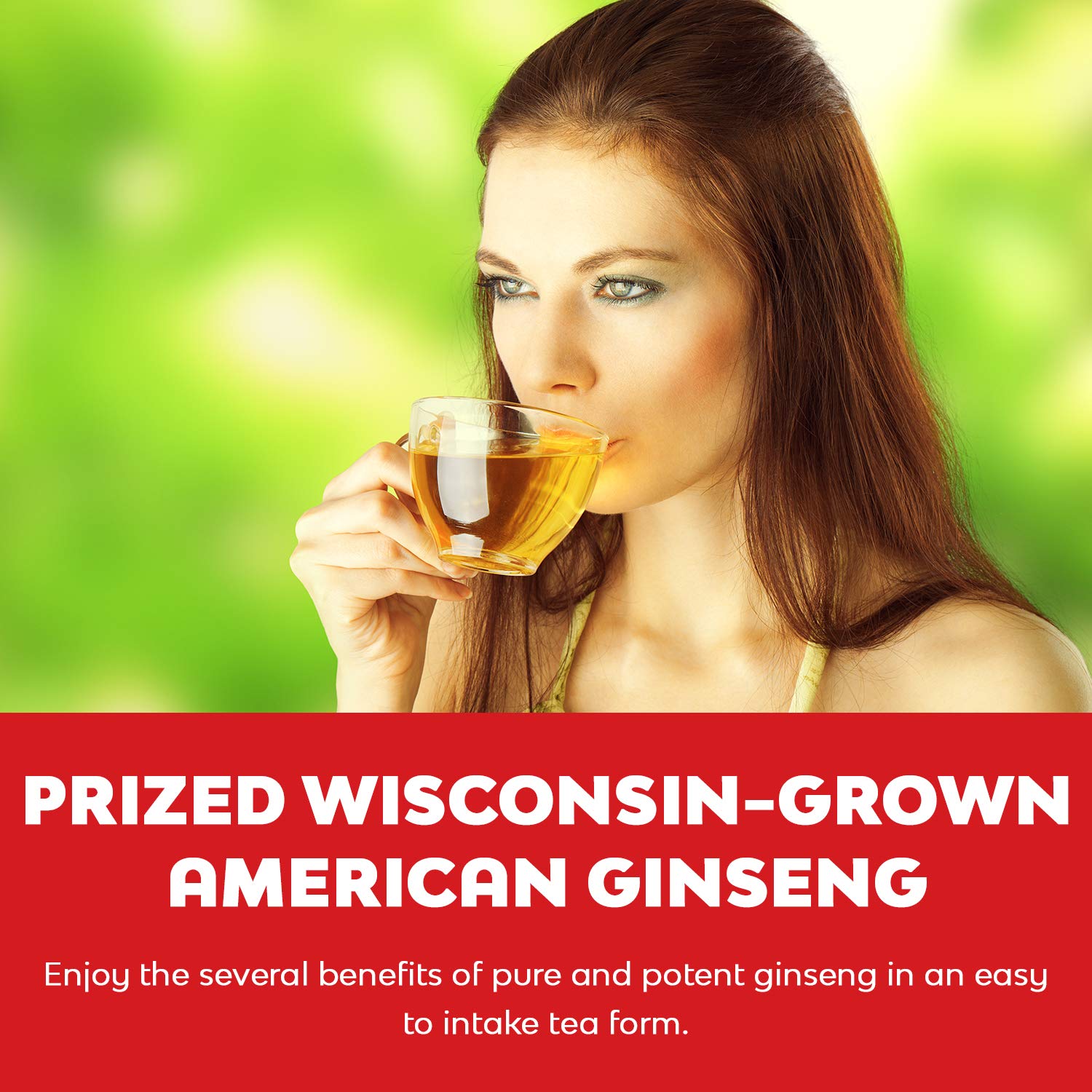 Baumann Premium American Ginseng Tea Bags, Authentic Panax Pure Ginseng