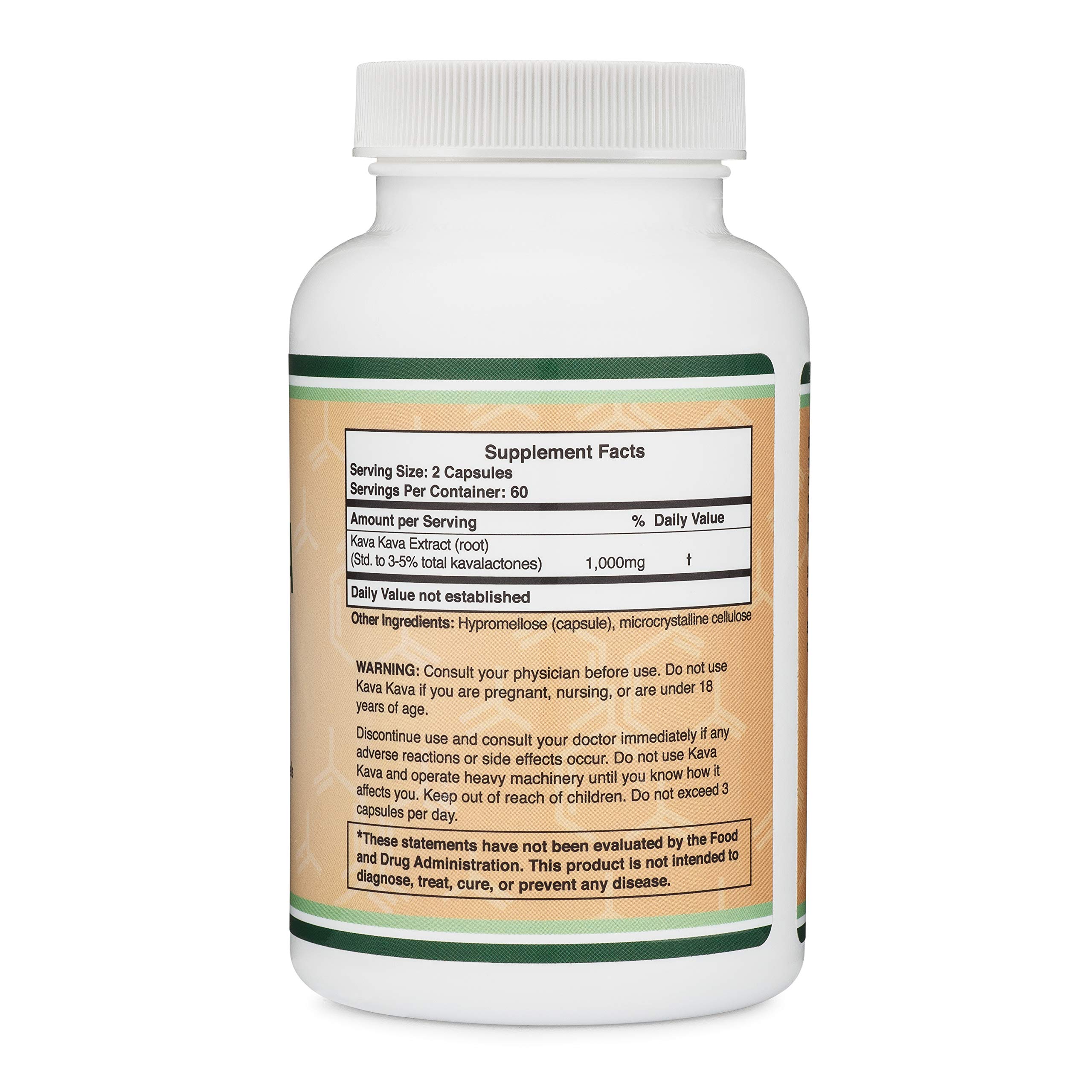 Kava Kava Supplement 1,000mg per Serving, 120 Capsules (High Purity