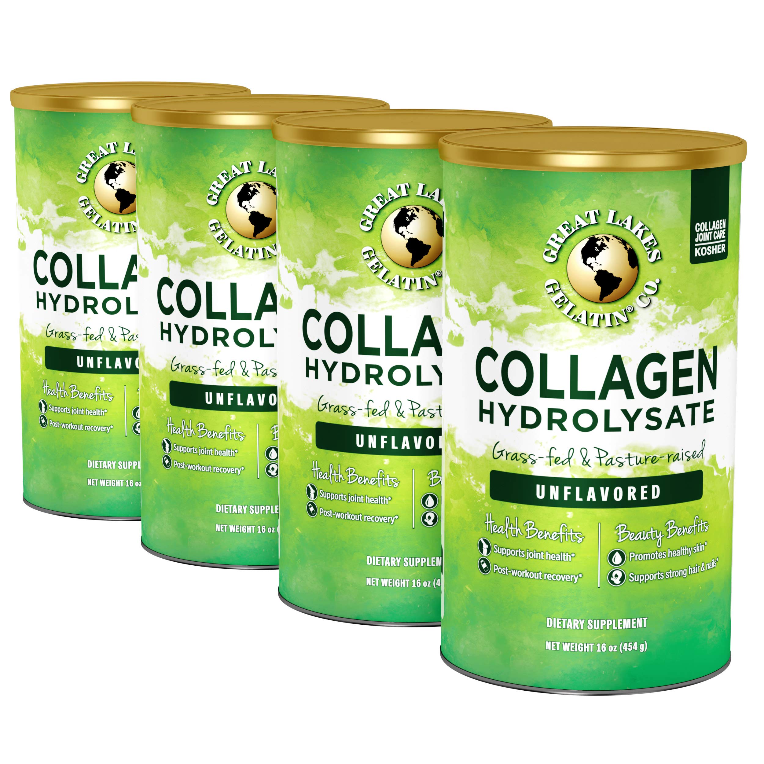 Great Lakes Gelatin, Collagen Hydrolysate, Unflavored Beef, Kosher, 16