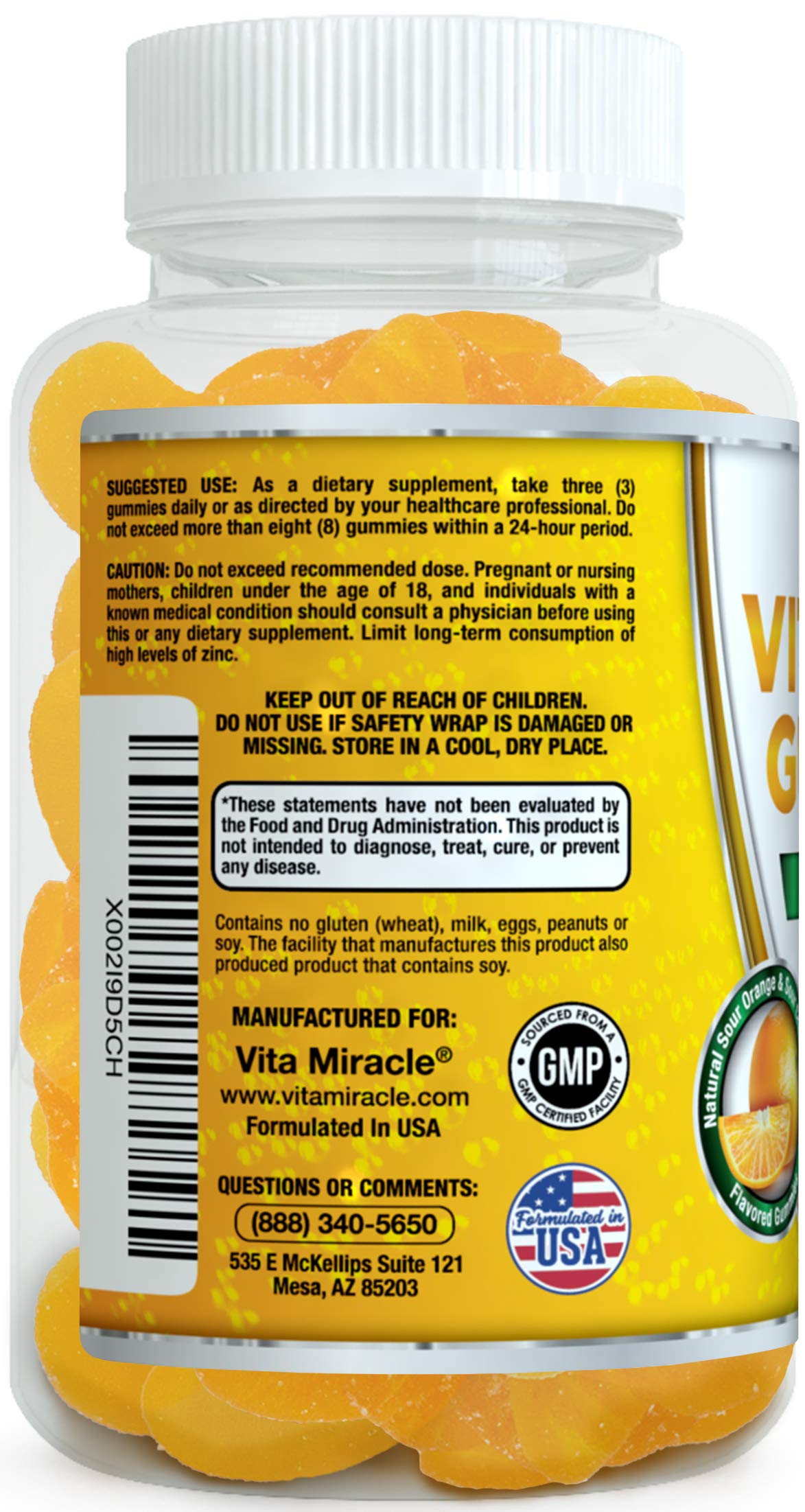 Vitamin C Gummies 1000mg with Zinc Adults Kids Potent Immune Support