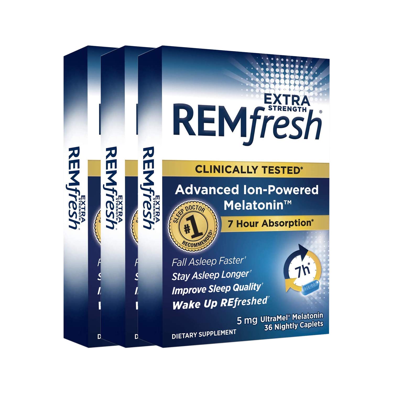 REMfresh Extra Strength 5mg Melatonin Sleep Aid Supplement (108 Caplets
