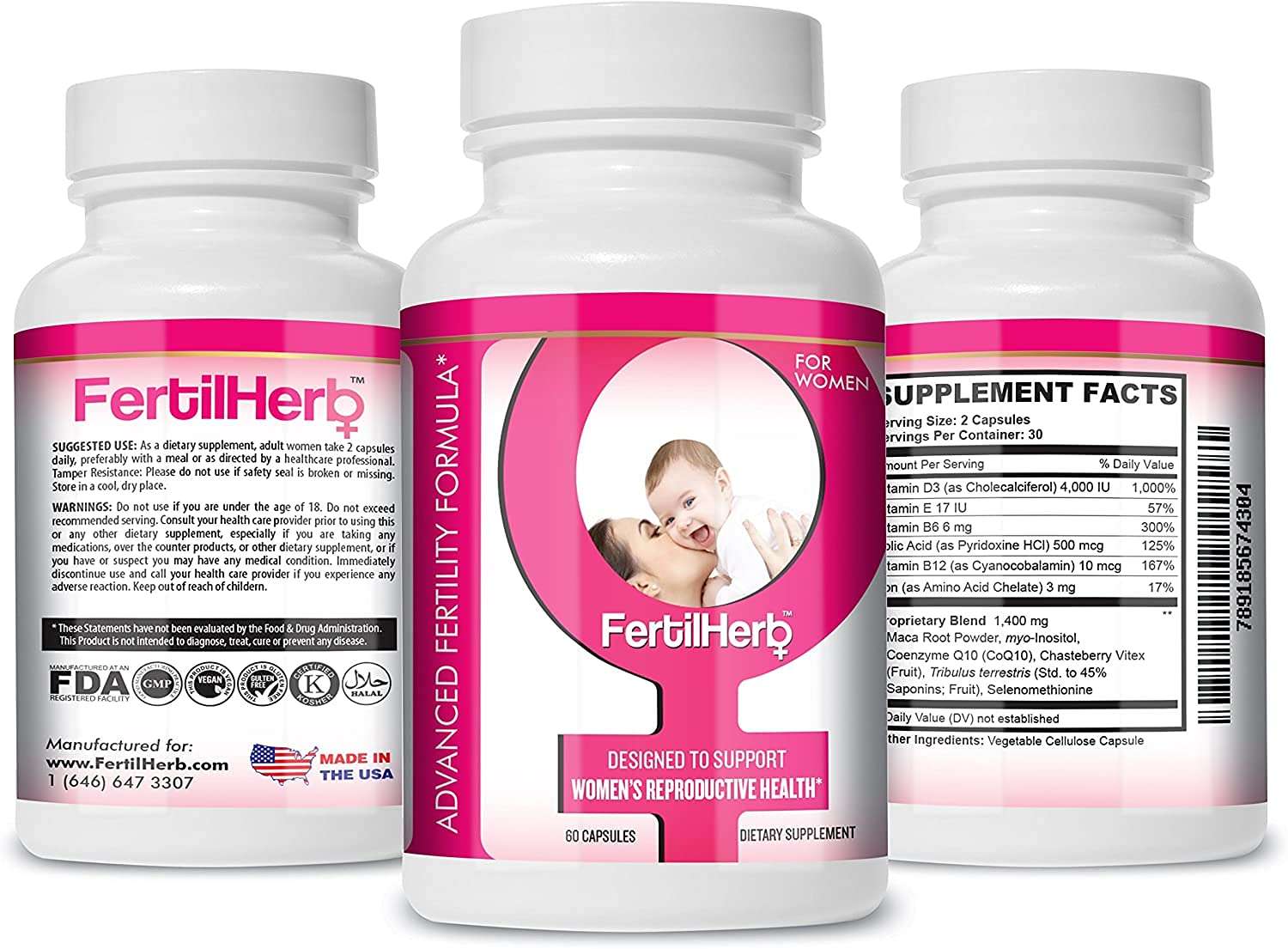 4PACK FertilHerb® for Women Fertility Supplement Doctor All Natural