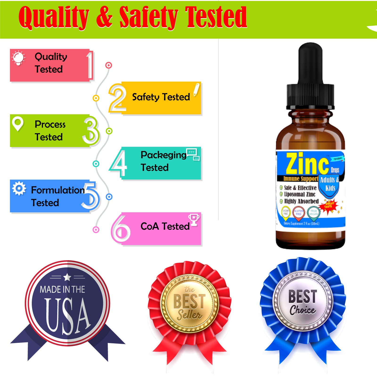 Zinc Liquid Drops Zinc Supplements 59ml Liquid Vitamins for Kids