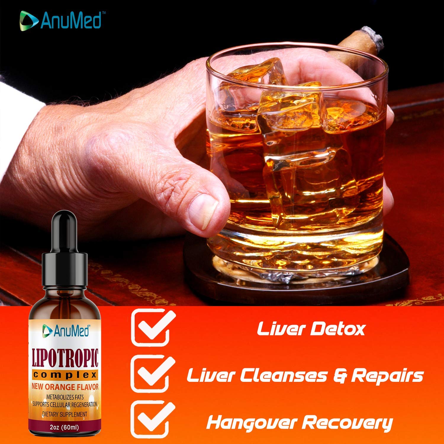 Anumed Lipotropic Liquid LiverHealth, Cleanse, Detox, Removes Alcohol