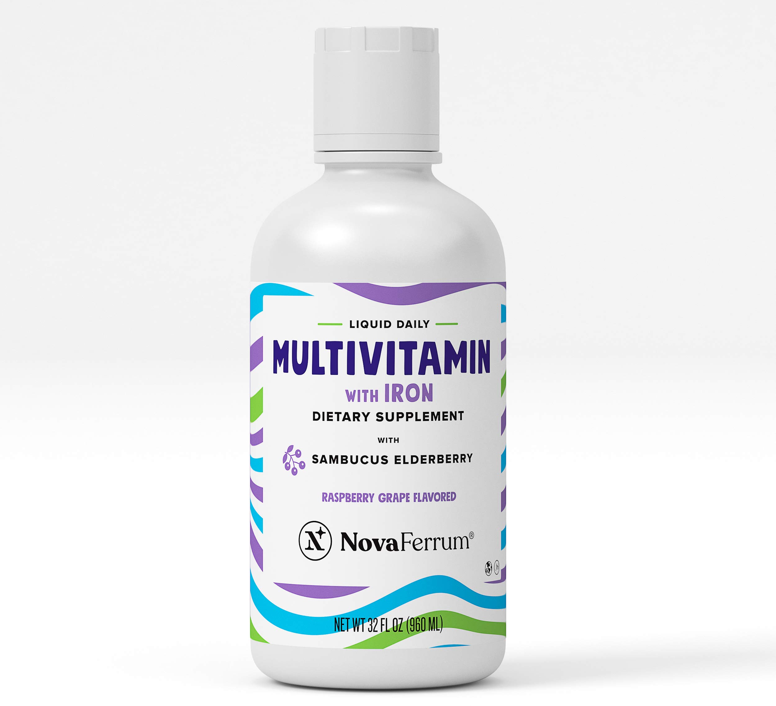 Awesome NovaFerrum Liquid Daily Multivitamin + Iron + Elderberry, Zinc