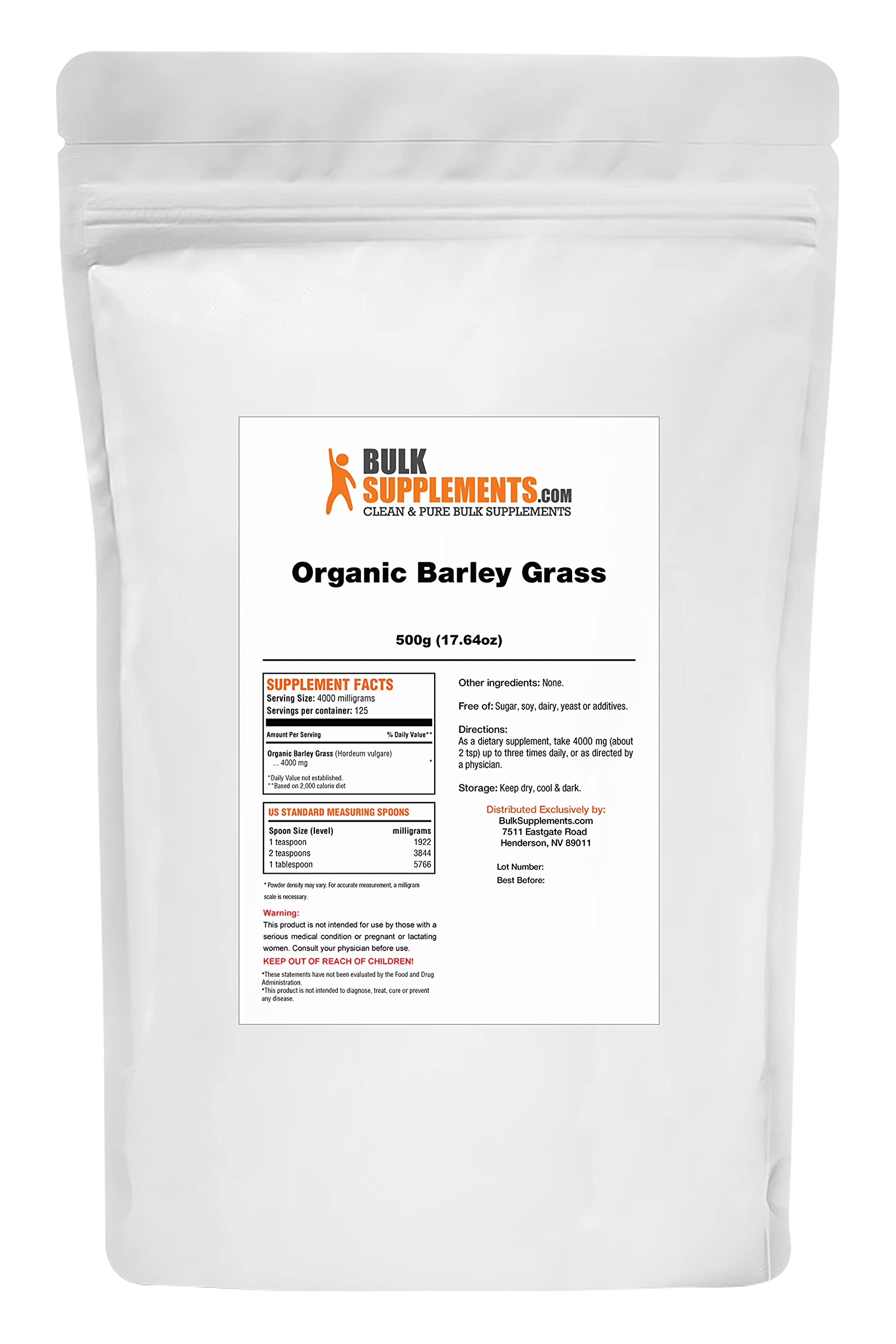 Organic Barley Powder by Bulksupplements (500 Grams) 500 Gram LifeIRL