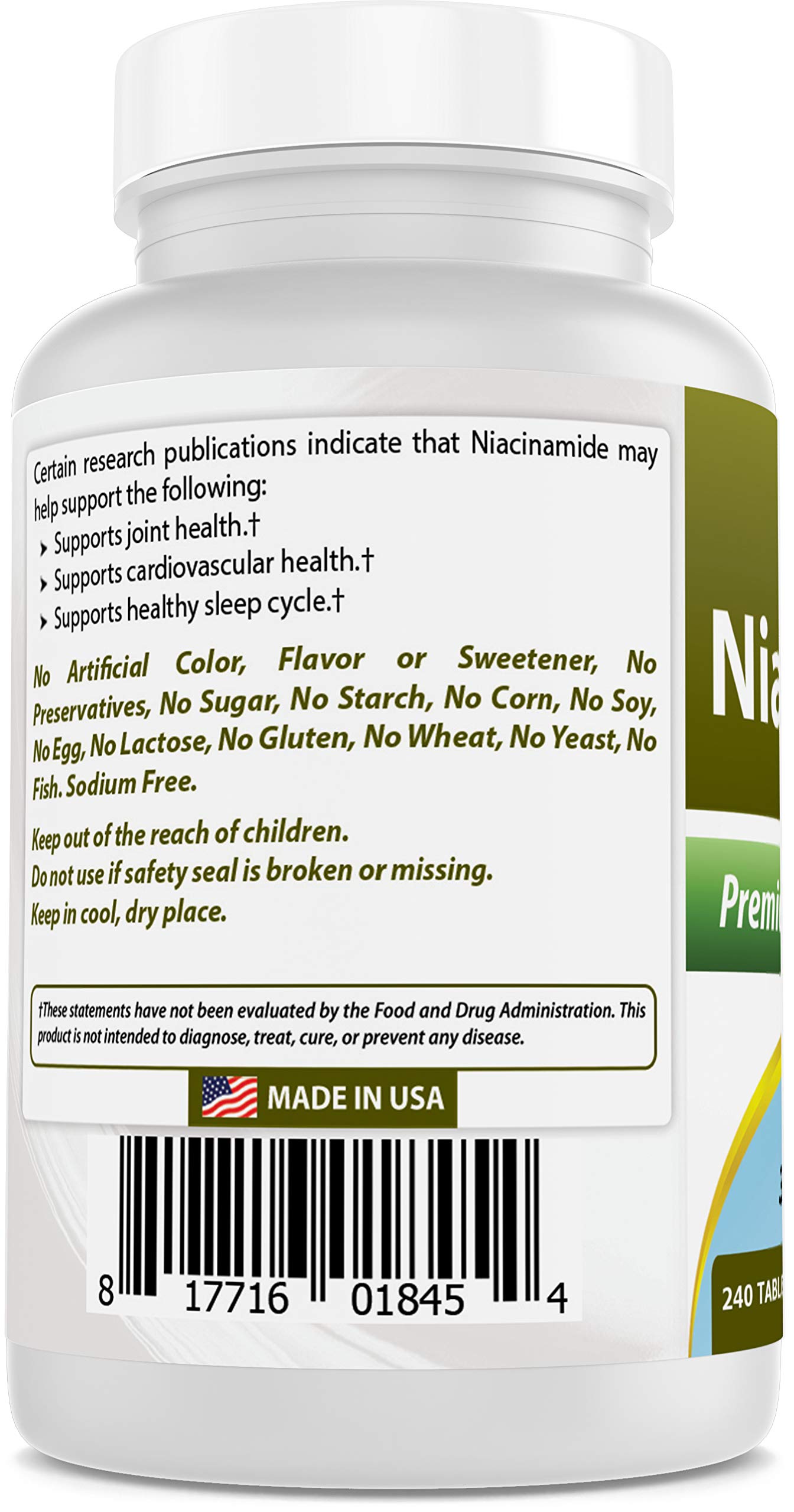 Best Naturals Niacinamide 500mg 240 Tablets (Suitable for Vegetarian) NonFlushing Form of
