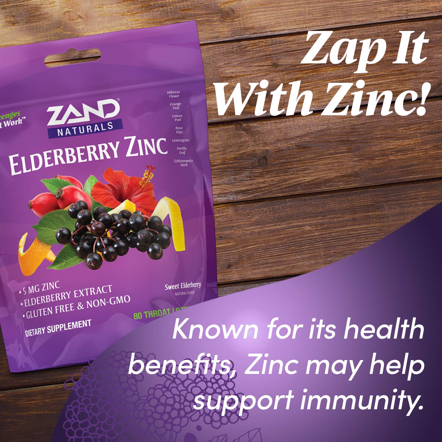 Zand Immunity Elderberry Zinc HerbaLozenge Immune Support Throat Drops No Cane Sugar or Corn