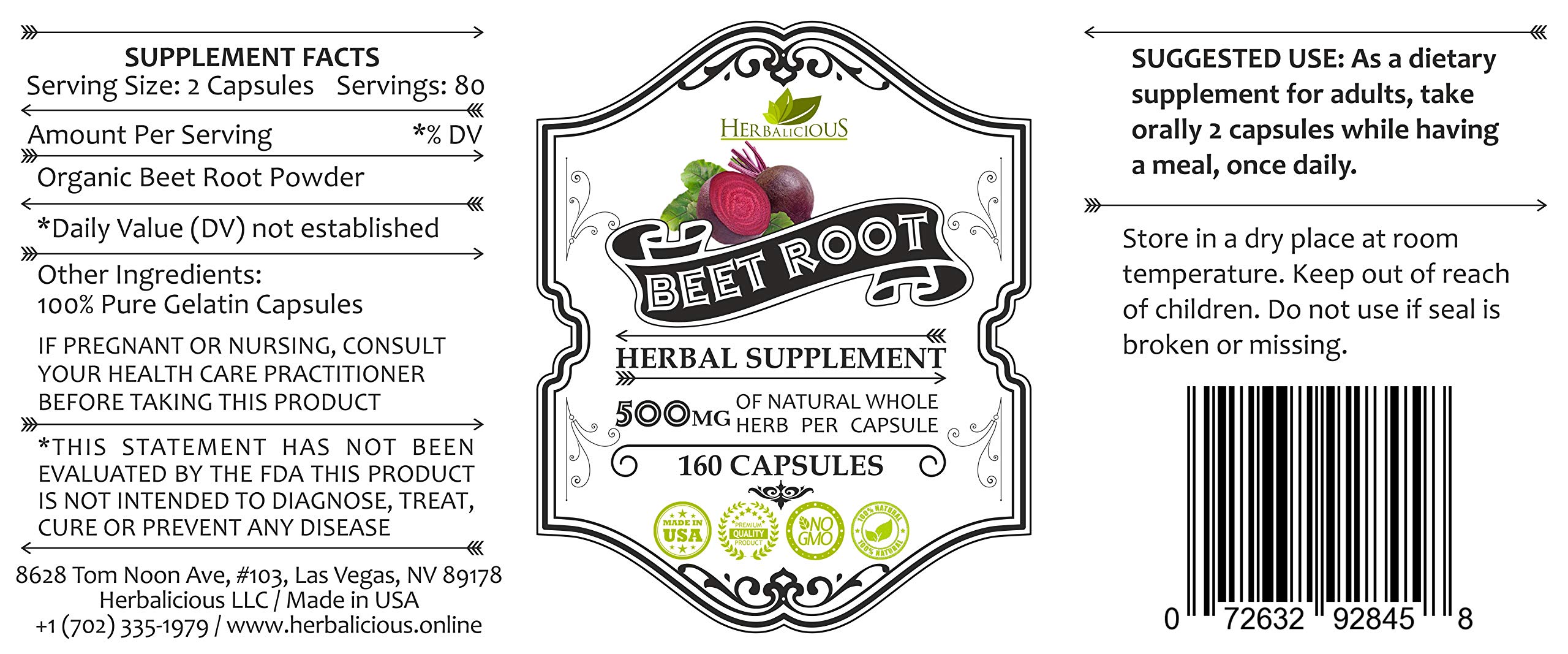 Herbalicious Beet Root Capsules Herbal Supplement for Athletic
