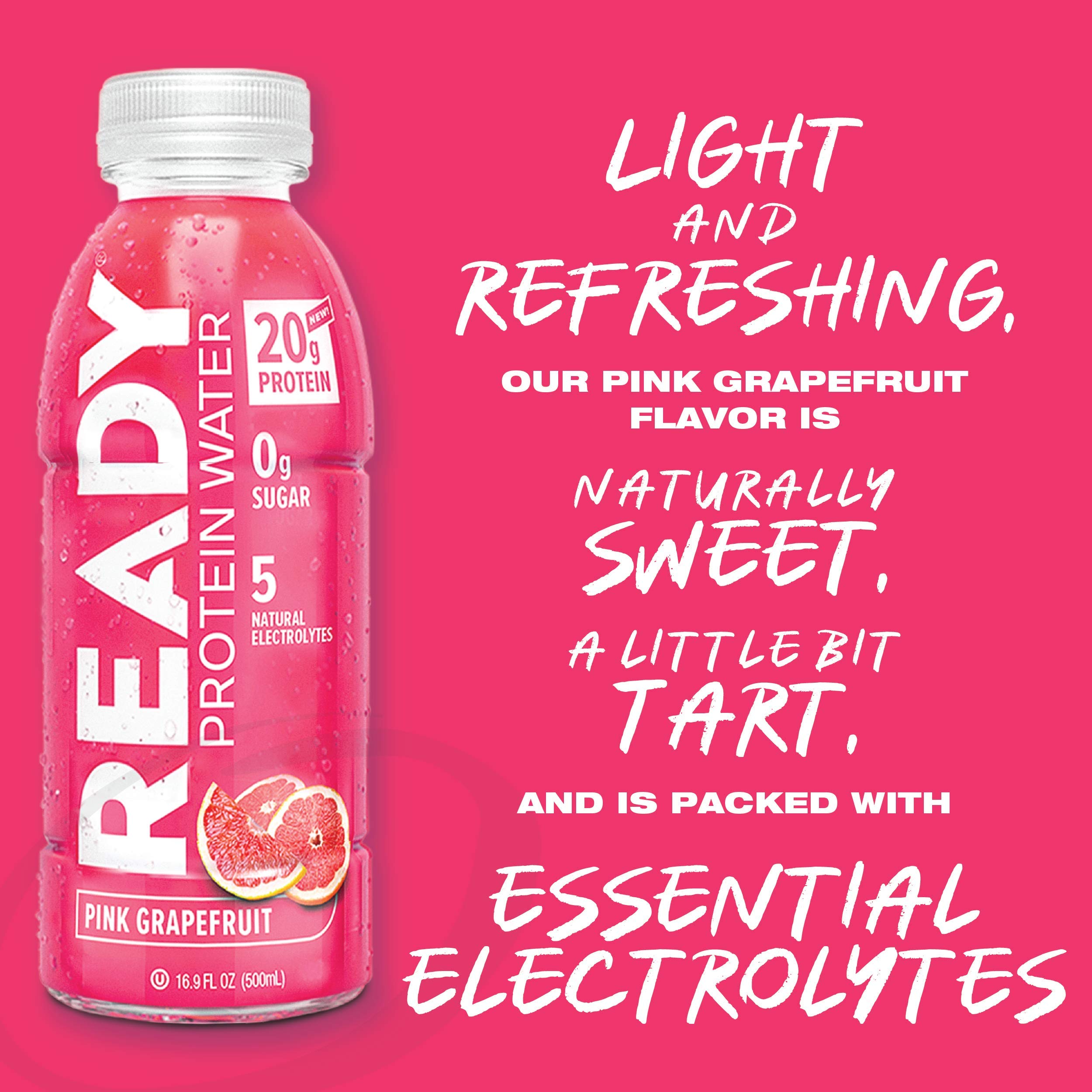 Ready Protein Water, 20g of Whey Protein Isolate, Sugar Free, Pink
