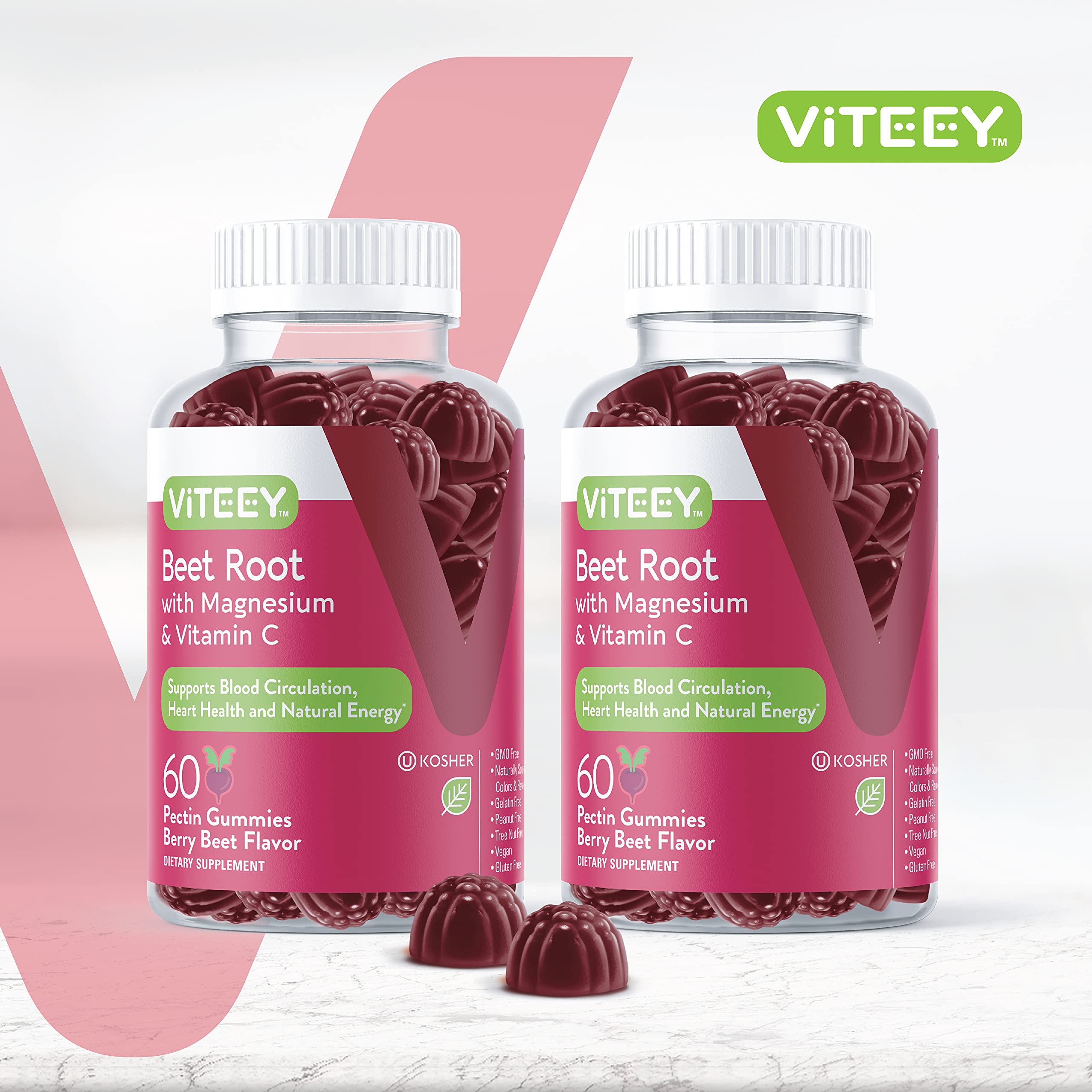 Beet Root Gummies with Magnesium & Vitamin C Supports Healthy Circulation & Blood Pressure