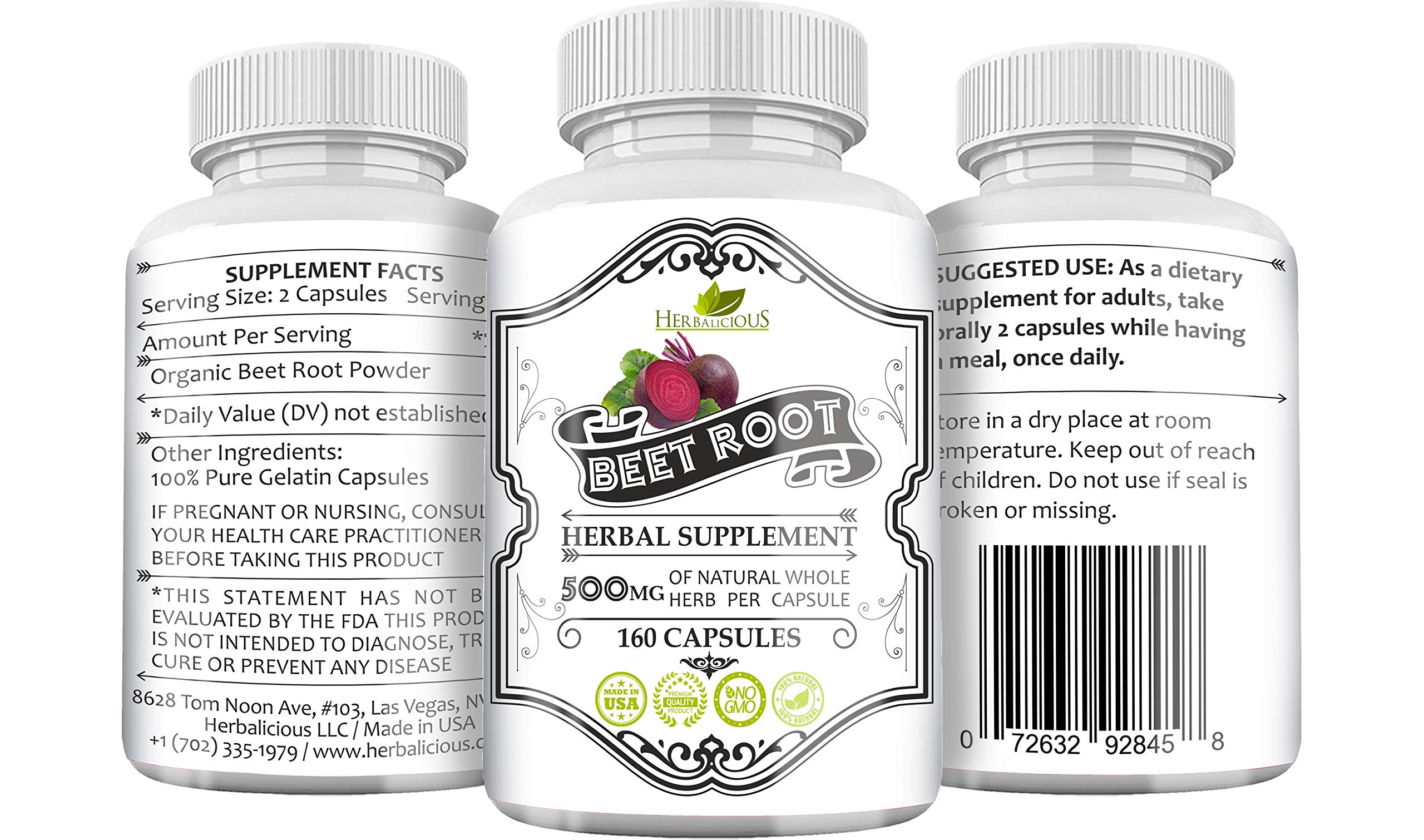 Herbalicious Beet Root Capsules Herbal Supplement for Athletic