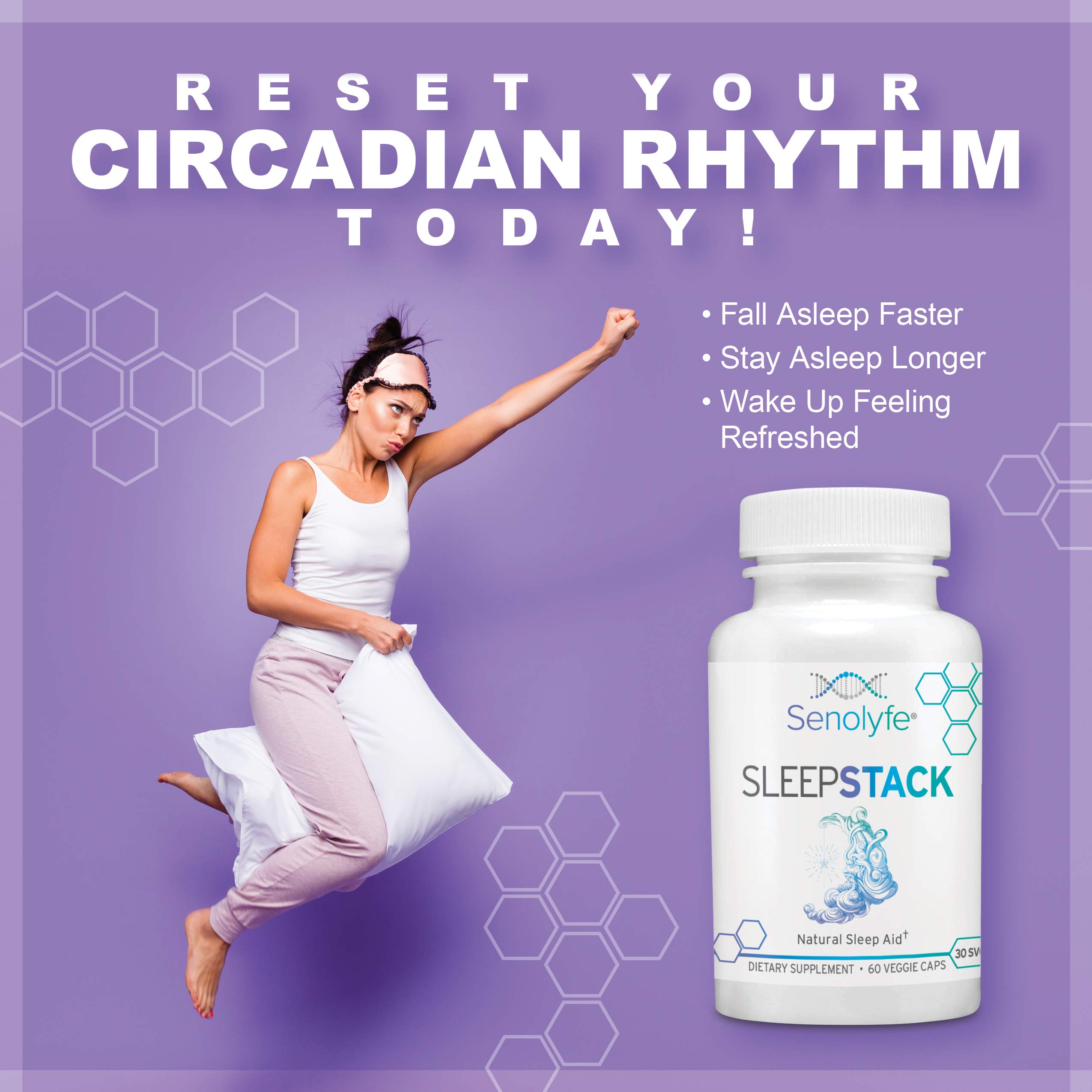 SleepStack Natural Sleep Aid & Insomnia Relief Melatonin, LTryptophan, Magnesium & Zinc