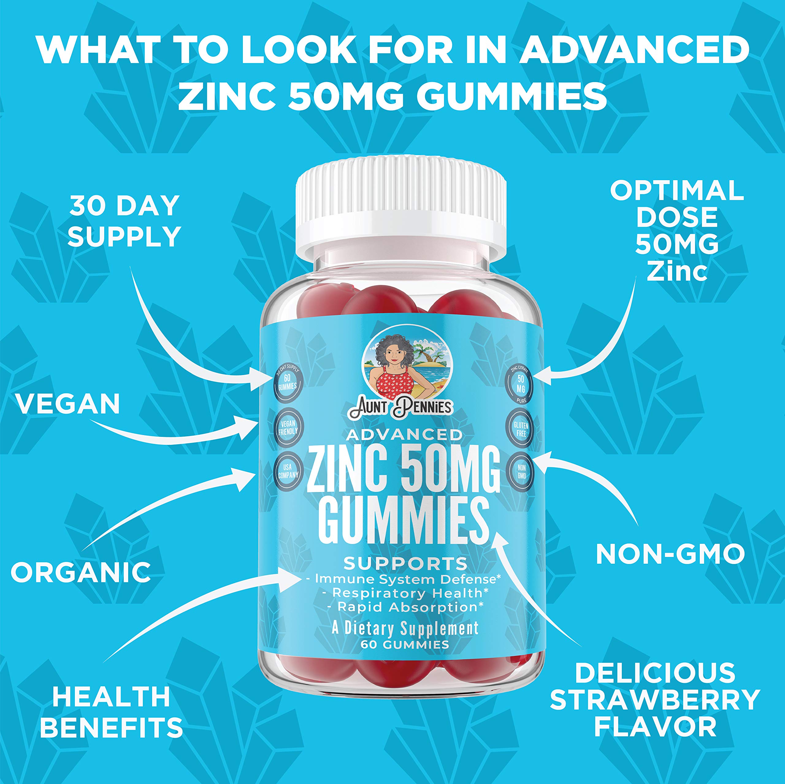 Zinc Gummies 50mg Immune System Support Supplement Gummy for Men Women