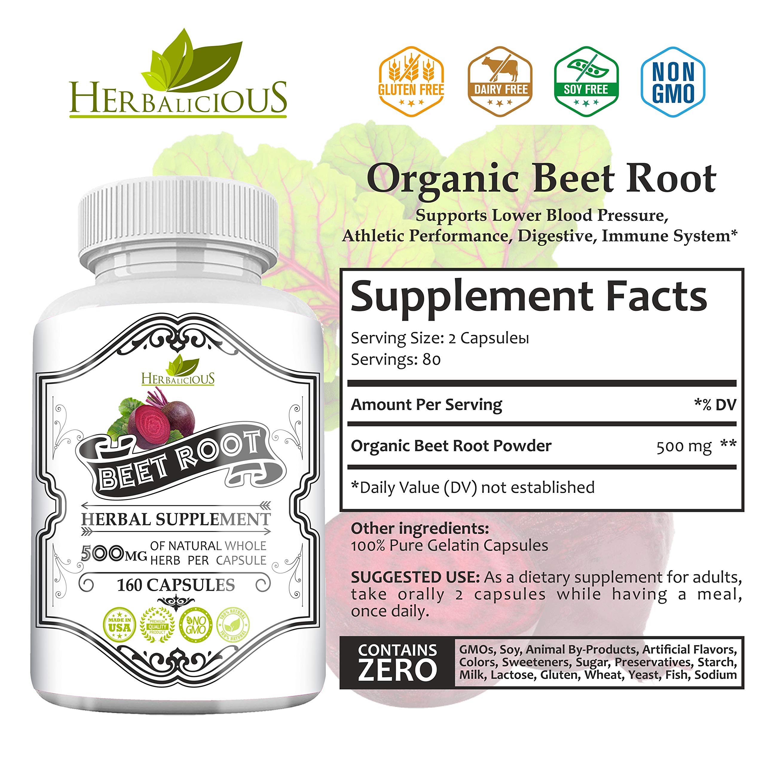Herbalicious Beet Root Capsules Herbal Supplement for Athletic