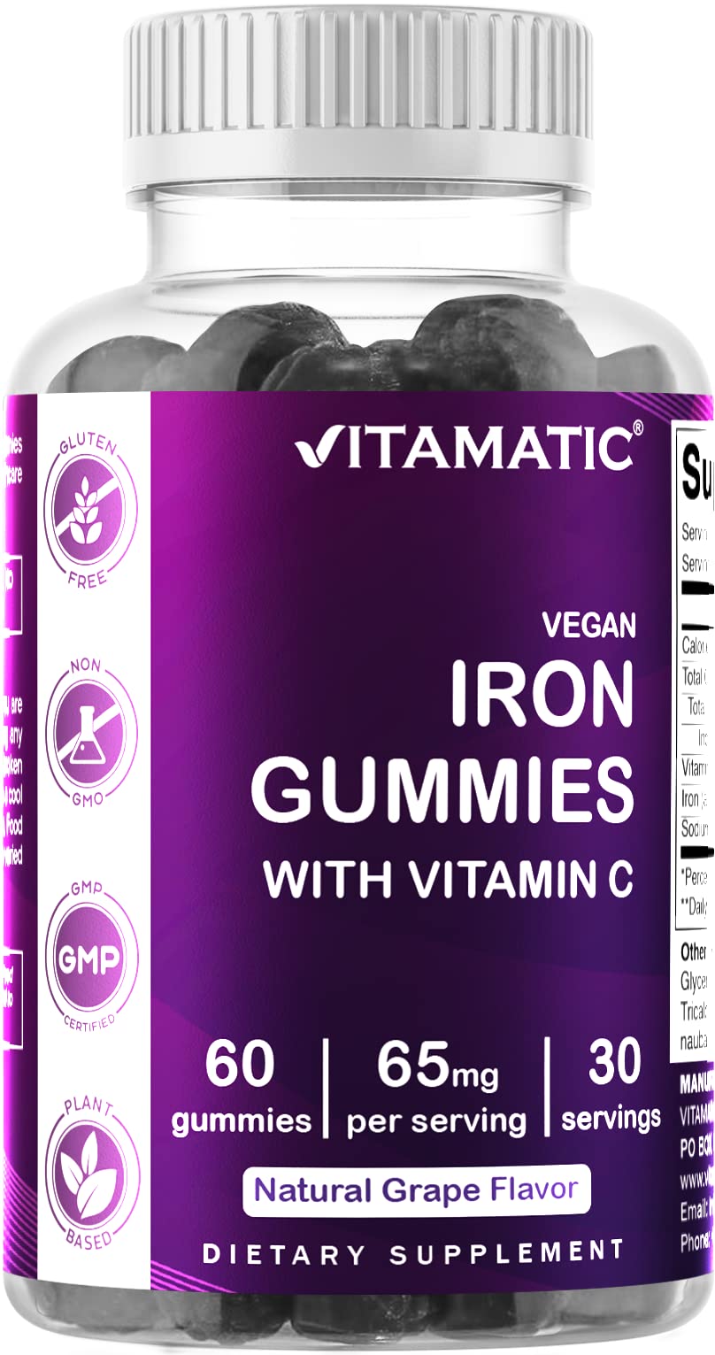 Vitamatic Iron 65 mg Gummies Supplement for Women & Men 60 Vegan