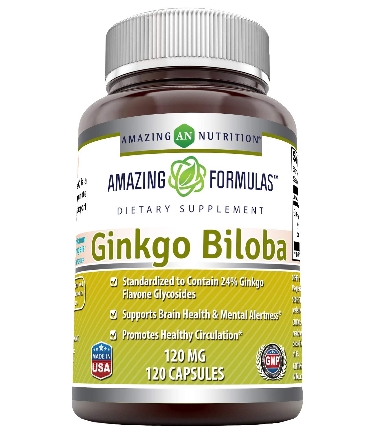 Amazing Formulas Ginkgo Biloba 120 Mg 120 Capsules Standarized to