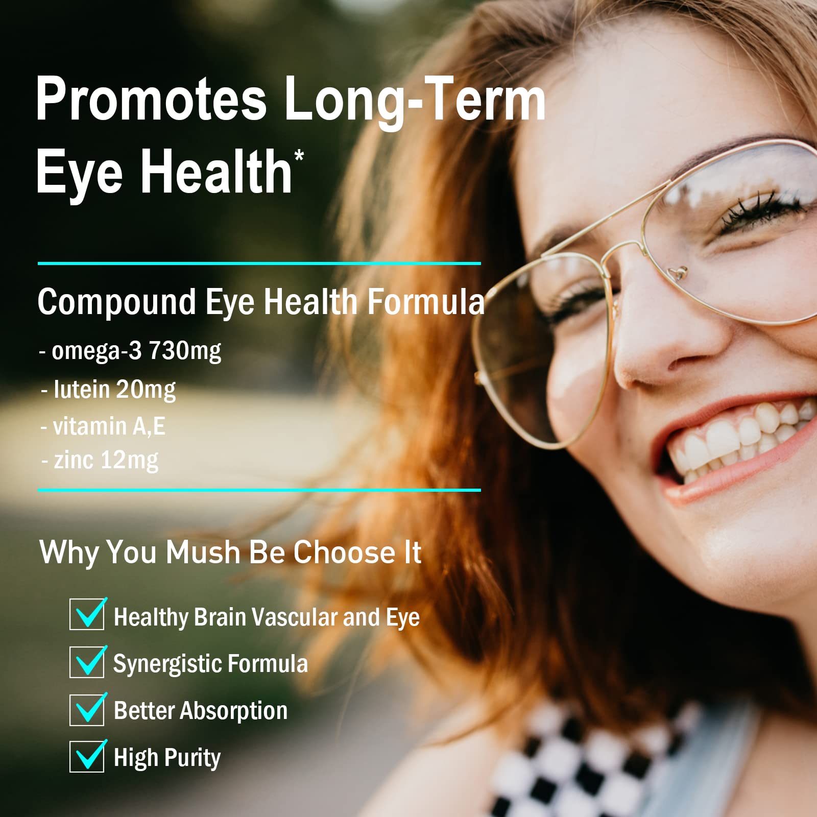 Dr.Brian Eye Vitamins 5 in 1 Eye Formula with Lutein 20mg, Omega 3 Fish Oil EPA DHA 730mg